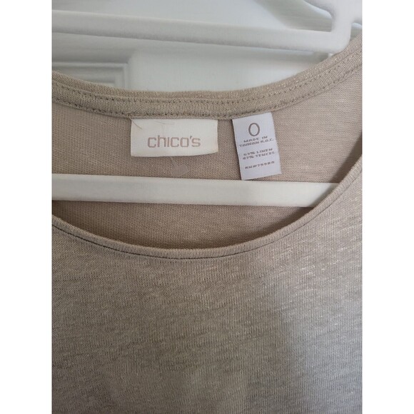 Chico's Long-sleeve Blouse Beige Size 4 (Chico's Size 0) - Picture 3 of 3